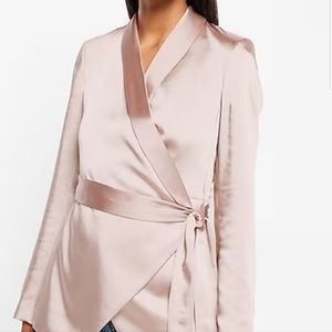 Express Satin Tie Front Blazer